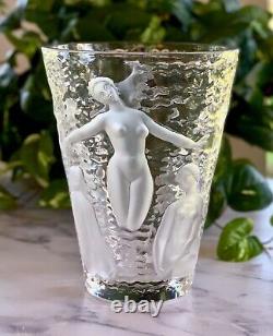 Lalique Ondines Crystal Nudes Vase Large, Heavy, Gorgeous! Signed, Authentic