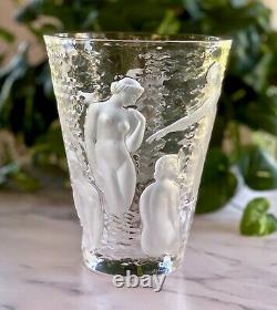 Lalique Ondines Crystal Nudes Vase Large, Heavy, Gorgeous! Signed, Authentic