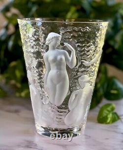 Lalique Ondines Crystal Nudes Vase Large, Heavy, Gorgeous! Signed, Authentic