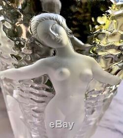Lalique Ondines Crystal Nudes Vase Large, Heavy, Gorgeous! Signed, Authentic