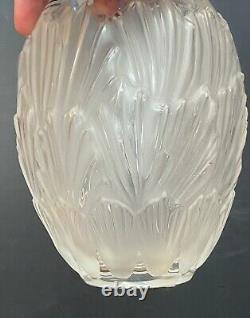 Lalique Paris France Signed Sandrift Florero Crystal Glass Flower Vase Vtg