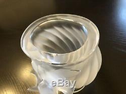 Lalique Rosine Frosted Glass Vase With Flying Doves Excellent Condition Signed