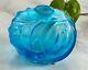 Lalique Soliflore Vase in Turquoise French Crystal New and Unused Condition