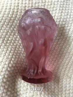 Lalique Style Amethyst 4 7/8 Nude Vase