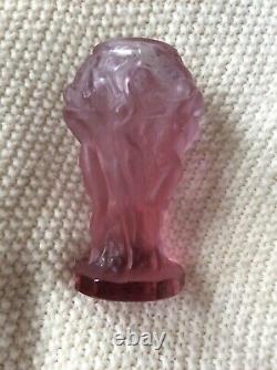 Lalique Style Amethyst 4 7/8 Nude Vase