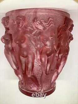 Lalique Style Art Nouveau Female Nudes Bacchantes Vase H10 Red Ombré