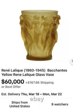 Lalique Style Art Nouveau Female Nudes Bacchantes Vase H10 Red Ombré