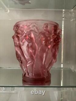 Lalique Style Art Nouveau Female Nudes Bacchantes Vase H10 Red Ombré