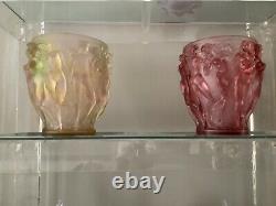 Lalique Style Art Nouveau Female Nudes Bacchantes Vase H10 Red Ombré