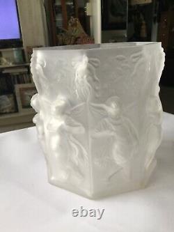 Lalique Style Frosted Style Heavy Glass Bas Relief Cupids, Ladies, angels