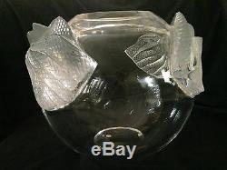 Lalique Super Rare Large Erimaki Clear & Frosted Lizard Vase Signed