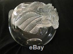 Lalique Super Rare Large Erimaki Clear & Frosted Lizard Vase Signed