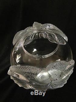 Lalique Super Rare Large Erimaki Clear & Frosted Lizard Vase Signed