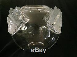 Lalique Super Rare Large Erimaki Clear & Frosted Lizard Vase Signed