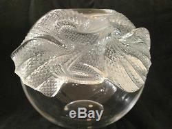 Lalique Super Rare Large Erimaki Clear & Frosted Lizard Vase Signed