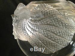 Lalique Super Rare Large Erimaki Clear & Frosted Lizard Vase Signed