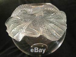 Lalique Super Rare Large Erimaki Clear & Frosted Lizard Vase Signed