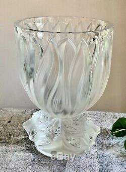 Lalique Three (3) Jaguars Vase Large Heavy Mint Condition Signed & Numbered