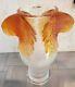 Lalique Vase Frosted and Amber Crystal Macaw / Macao Bird Limited Edition
