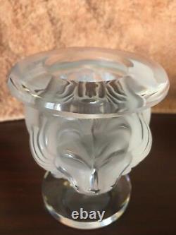 Lalique Vintage Lighter Holder Or Small Vase Double Lion Head No Lighter