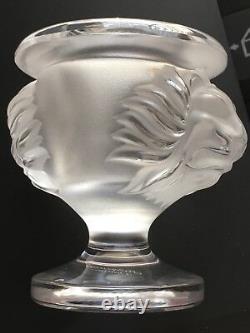 Lalique Vintage Lighter Holder Or Small Vase Double Lion Head No Lighter