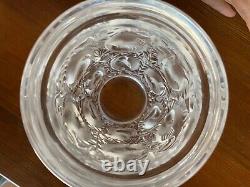 Lalique french crystal bagatelle vase, SIGNED. Frosted 12 birds in nest
