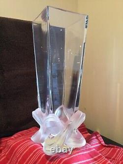 Lalique partially frosted crystal vase -11