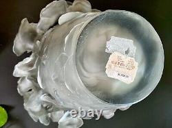 Large 13.8 Daum Rose Passion Vase Silver Gray Ltd Edition Pate de Verre Crystal