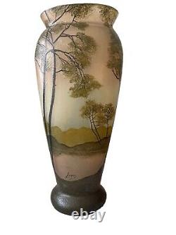 Large 13 Antique Legras Estate French Cameo Glass Vase