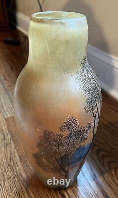 Large 13 Antique Legras Estate French Cameo Glass Vase