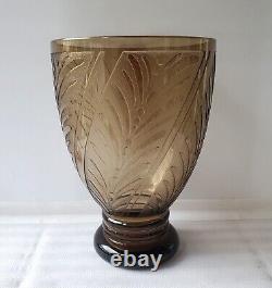 Large 1920's French Art Deco Etched Vase Signed Lorraine France