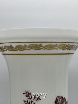 Large Antique French Bohemian White Glass Mythological Vase 18.25 Tall