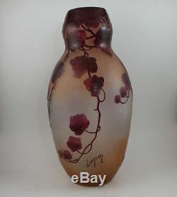 Large Antique LeGras Signed French Cameo Art Glass Vase