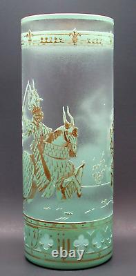 Large BACCARAT Tournament Etched Cameo Enameled Art Glass Vase c. 1900 16Tall