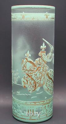 Large BACCARAT Tournament Etched Cameo Enameled Art Glass Vase c. 1900 16Tall