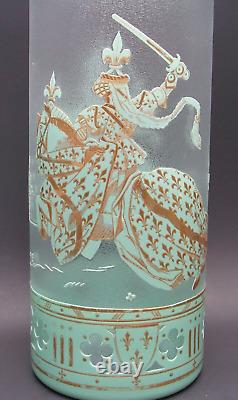 Large BACCARAT Tournament Etched Cameo Enameled Art Glass Vase c. 1900 16Tall