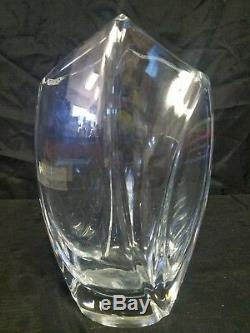 Large Baccarat Marked Robert R. Rigot Signed Crystal Giverny Vase Clear 10 5/8