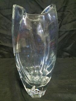 Large Baccarat Marked Robert R. Rigot Signed Crystal Giverny Vase Clear 10 5/8