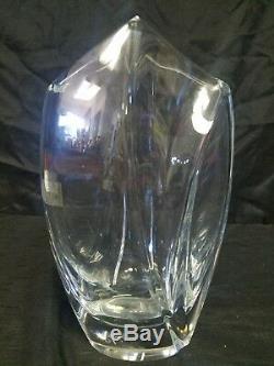 Large Baccarat Marked Robert R. Rigot Signed Crystal Giverny Vase Clear 10 5/8