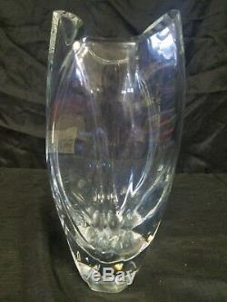 Large Baccarat Marked Robert R. Rigot Signed Crystal Giverny Vase Clear 10 5/8