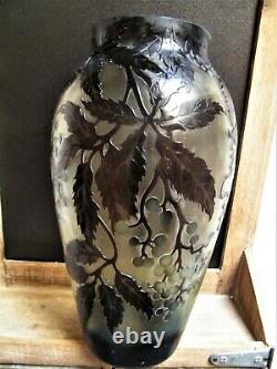 Large Cameo ART Nouveau Glass VASE Galle French Stl Reproduction Acid Etch 12.75