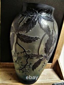 Large Cameo ART Nouveau Glass VASE Galle French Stl Reproduction Acid Etch 12.75