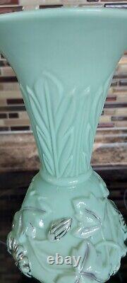 Large French Art Nouveau Light Green Glass Vase, 1900s