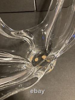 Large French France Glass Vase Mid Century Modern Art Deco Clear Curved Glass