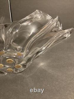 Large French France Glass Vase Mid Century Modern Art Deco Clear Curved Glass