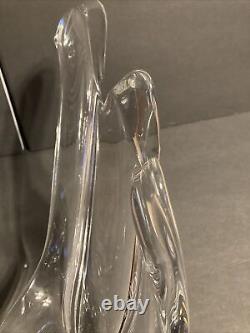 Large French France Glass Vase Mid Century Modern Art Deco Clear Curved Glass