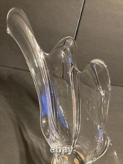 Large French France Glass Vase Mid Century Modern Art Deco Clear Curved Glass