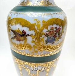 Large French Opaline Glass Enameled Vase Attributed to Baccarat c1890