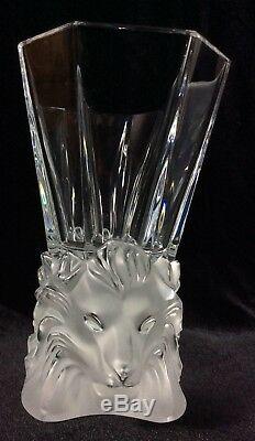 Large LALIQUE Venise Double Lion French Art Glass Vase Bowl PERFECTION