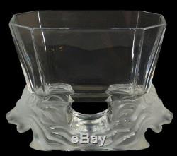 Large LALIQUE Venise Double Lion French Art Glass Vase Bowl PERFECTION